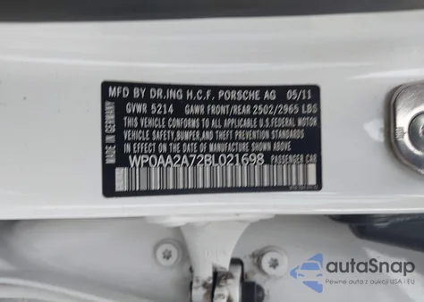 2011 Porsche Panamera 4 from USA, damaged, VIN WP0AA2A72BL021698